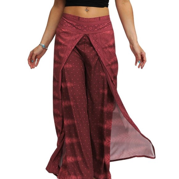 Flowy and Funky High Split Layered Palazzo Pants! - Picture 2 of 2
